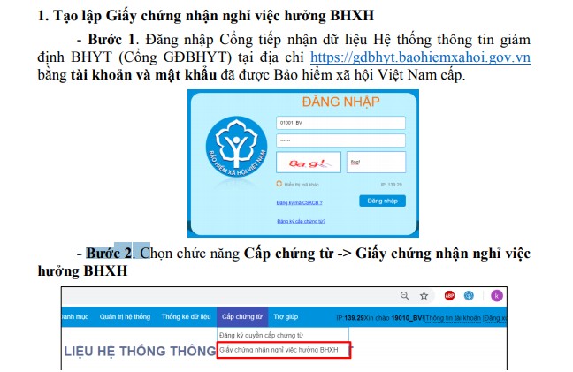 Hướng dẫn cách tạo giấy chứng nhận nghỉ việc hưởng Bảo hiểm xã hội