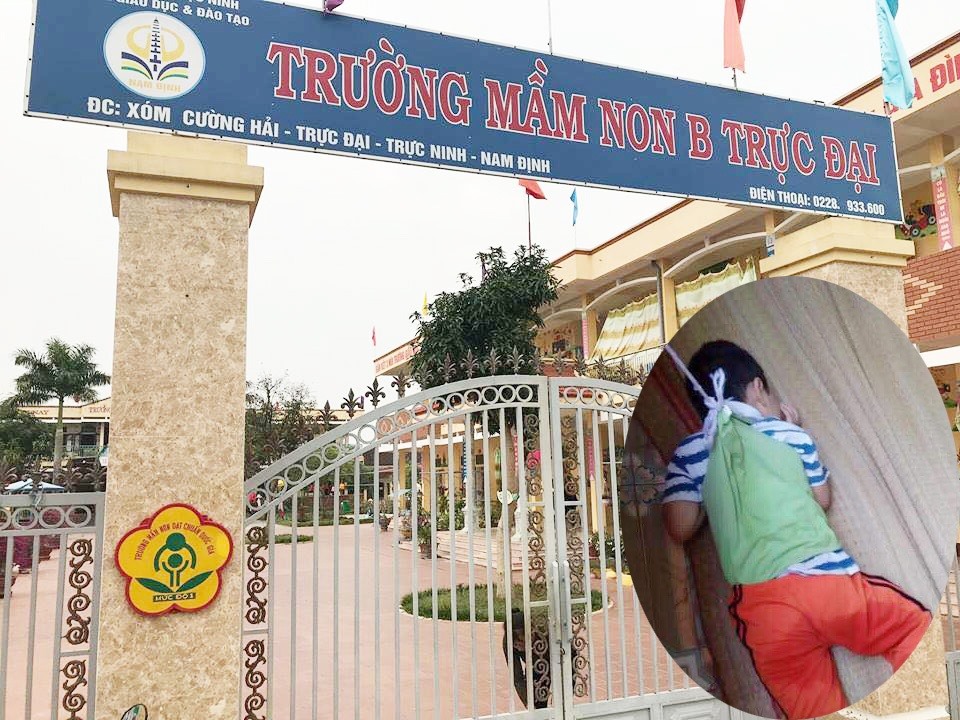 Làm rõ vụ việc bé trai bị buộc vào cửa sổ tại trường Mầm non ở Nam Định