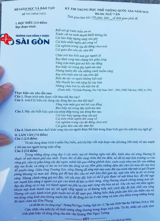 Cập nhật đề thi và đáp án môn Văn kỳ thi THPT Quốc gia 2019 (tham khảo)